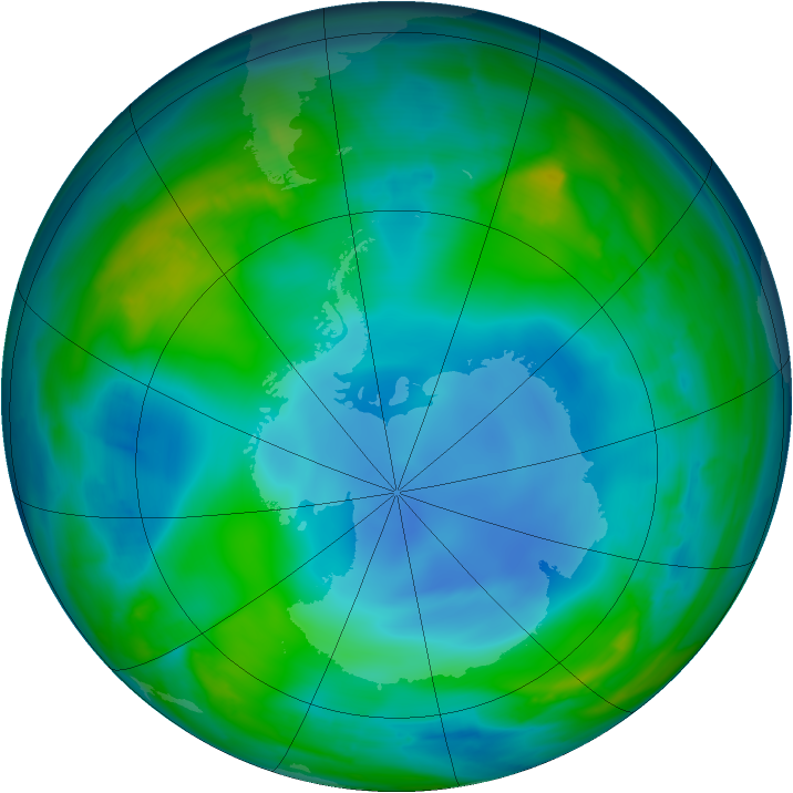 Antarctic ozone map for 29 May 2014